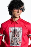 Shop_Mr. Ajay Kumar_Red 100% Luxe Cotton Print Tiger Patch Shirt _Online_at_Aza_Fashions