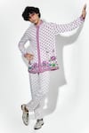 Buy_Mr. Ajay Kumar_White 100% European Linen Printed Lotus Nelumbo Shirt _at_Aza_Fashions