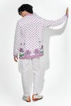 Shop_Mr. Ajay Kumar_White 100% European Linen Printed Lotus Nelumbo Shirt _at_Aza_Fashions