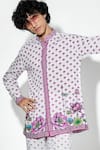 Mr. Ajay Kumar_White 100% European Linen Printed Lotus Nelumbo Shirt _Online_at_Aza_Fashions