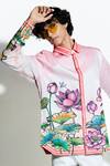 Buy_Mr. Ajay Kumar_Peach 100% Luxe Cotton Printed Lotus Blume Shirt _Online_at_Aza_Fashions