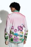 Buy_Mr. Ajay Kumar_Peach 100% Luxe Cotton Printed Lotus Blume Collared Shirt _Online_at_Aza_Fashions