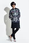 Buy_Mr. Ajay Kumar_Black 100% Luxe Cotton Printed Lotus Bloom Shirt _at_Aza_Fashions