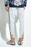 Buy_Mr. Ajay Kumar_White Cotton Satin Lycra Printed Stripe Side Pant _Online_at_Aza_Fashions