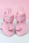 Shop_Pixie Pearlz_Pink Hand Embroidery Blush Mist Juttis _at_Aza_Fashions