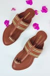 Buy_Pixie Pearlz_Brown Hand Braided Mocha Dust Kolhapuri Flats _at_Aza_Fashions