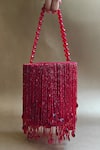 Buy_Plode_Red Cutdana Shimmy Tonal Tassel Bag _at_Aza_Fashions