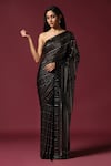 Buy_Two Sisters By Gyans_Black Georgette Embroidery Sequin Saree With Unstitched Blouse Piece _at_Aza_Fashions