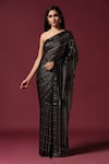 Two Sisters By Gyans_Black Georgette Embroidery Sequin Saree With Unstitched Blouse Piece _Online_at_Aza_Fashions