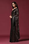 Buy_Two Sisters By Gyans_Black Georgette Embroidery Sequin Saree With Unstitched Blouse Piece _Online_at_Aza_Fashions