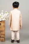 Little Brats_Beige Cotton Silk Embroidery Sequin Sherwani Set _Online_at_Aza_Fashions