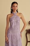 Buy_Jade By Ashima_Purple Opara Embroidery Beads Criss Cross Halter Aurelia Damask Bloom Gown _Online_at_Aza_Fashions