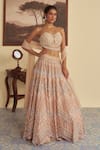 Buy_Jade By Ashima_Beige Opara Embroidery Aari Off Shoulder Evelina Chevron And Pearl Lehenga Set _at_Aza_Fashions