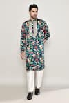 Arihant Rai Sinha_Multi Color Cotton Silk Print Kingfisher Garden Kurta _at_Aza_Fashions