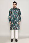 Arihant Rai Sinha_Multi Color Cotton Silk Print Kingfisher Gardenia Kurta _Online_at_Aza_Fashions