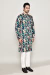 Arihant Rai Sinha_Multi Color Cotton Silk Print Kingfisher Gardenia Kurta _at_Aza_Fashions