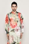 Buy_Arihant Rai Sinha_Multi Color Cotton Silk Print Blossencia Kurta _Online_at_Aza_Fashions