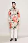 Arihant Rai Sinha_Multi Color Cotton Silk Print Bloom Gardenia Kurta _Online_at_Aza_Fashions