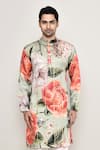 Buy_Arihant Rai Sinha_Multi Color Cotton Silk Print Bloom Gardenia Kurta _Online_at_Aza_Fashions