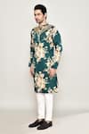 Shop_Arihant Rai Sinha_Green Cotton Silk Print Bahara Kurta _Online_at_Aza_Fashions