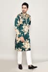 Arihant Rai Sinha_Green Cotton Silk Print Bahara Kurta _at_Aza_Fashions