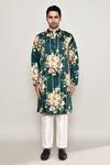 Arihant Rai Sinha_Green Cotton Silk Print Gulbahar Kurta _Online_at_Aza_Fashions