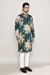 Shop_Arihant Rai Sinha_Green Cotton Silk Print Gulbahar Kurta _Online_at_Aza_Fashions