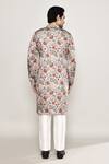 Shop_Arihant Rai Sinha_Grey Cotton, Silk Embroidery Gul Print Kurta _at_Aza_Fashions