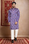 Buy_Arihant Rai Sinha_Blue Cotton, Silk Gota Patti Guldasta Print Kurta _at_Aza_Fashions