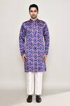 Arihant Rai Sinha_Blue Cotton, Silk Gota Patti Guldasta Print Kurta _Online_at_Aza_Fashions