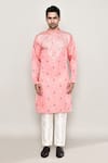 Arihant Rai Sinha_Pink Cotton Silk Print Dainty Bloom Motif Kurta _Online_at_Aza_Fashions