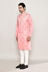 Buy_Arihant Rai Sinha_Pink Cotton Silk Print Dainty Bloom Motif Kurta _Online_at_Aza_Fashions