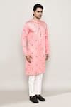 Shop_Arihant Rai Sinha_Pink Cotton Silk Print Dainty Bloom Motif Kurta _Online_at_Aza_Fashions