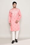 Arihant Rai Sinha_Pink Cotton Silk Print Dainty Bloom Motif Kurta _at_Aza_Fashions