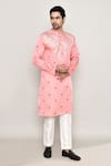 Buy_Arihant Rai Sinha_Pink Cotton Silk Print Dainty Bloom Motif Kurta 