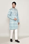 Buy_Arihant Rai Sinha_Sky Blue Cotton Silk Printed Floral Mughal Kurta 