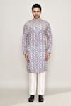 Arihant Rai Sinha_Purple Cotton Silk Printed Floral Mughal Vine Kurta _Online_at_Aza_Fashions