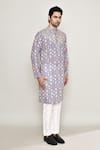 Shop_Arihant Rai Sinha_Purple Cotton Silk Printed Floral Mughal Vine Kurta _Online_at_Aza_Fashions