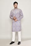 Buy_Arihant Rai Sinha_Purple Cotton Silk Printed Floral Mughal Vine Kurta 