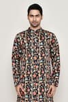 Buy_Arihant Rai Sinha_Multi Color Cotton Silk Printed Floral Vine Kurta _Online_at_Aza_Fashions