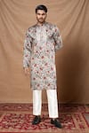 Buy_Arihant Rai Sinha_Multi Color Cotton Silk Printed Floral Vine Kurta _at_Aza_Fashions