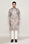 Arihant Rai Sinha_Multi Color Cotton Silk Printed Floral Vine Kurta _Online_at_Aza_Fashions