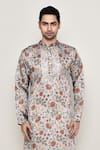 Buy_Arihant Rai Sinha_Multi Color Cotton Silk Printed Floral Vine Kurta _Online_at_Aza_Fashions