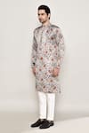 Shop_Arihant Rai Sinha_Multi Color Cotton Silk Printed Floral Vine Kurta _Online_at_Aza_Fashions