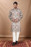 Buy_Arihant Rai Sinha_Multi Color Cotton Silk Printed Floral Vine Gota Kurta _at_Aza_Fashions