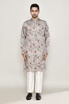 Arihant Rai Sinha_Multi Color Cotton Silk Printed Floral Vine Gota Kurta _Online_at_Aza_Fashions