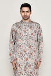 Buy_Arihant Rai Sinha_Multi Color Cotton Silk Printed Floral Vine Gota Kurta _Online_at_Aza_Fashions