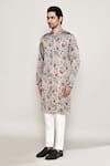 Shop_Arihant Rai Sinha_Multi Color Cotton Silk Printed Floral Vine Gota Kurta _Online_at_Aza_Fashions