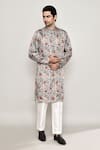 Shop_Arihant Rai Sinha_Multi Color Cotton Silk Printed Floral Vine Gota Kurta 