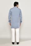 Shop_Arihant Rai Sinha_Grey Cotton, Silk Metallic Thread Tape Embellished Kurta _at_Aza_Fashions